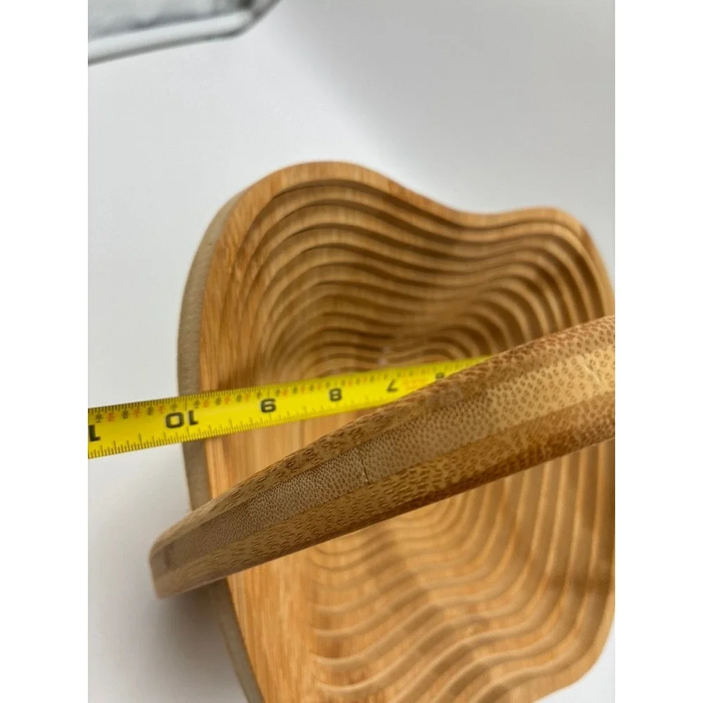 Bonnie & Pop Bamboo Apple Fruit Basket Collapsible Wood Trivet Kitchen Decor